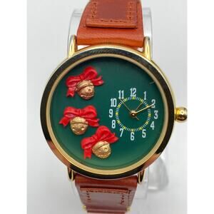 Holiday Christmas Themed Bells Ribbons Women's Watch 38mm - Fresh Battery